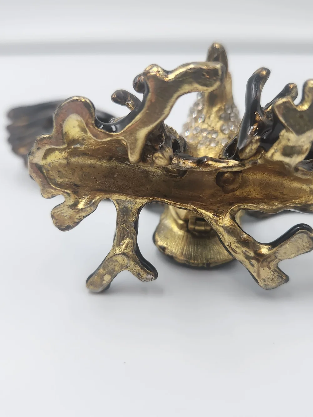 Decorative Eagle Figurine in Antique Gold with Crystal Accents